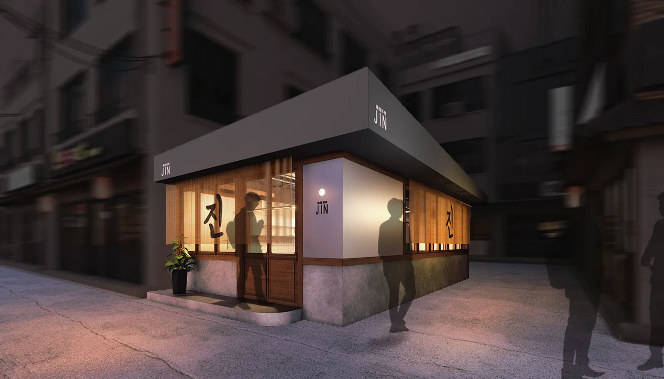 鶴橋の韓国料理店を表現した店舗内観CGパース